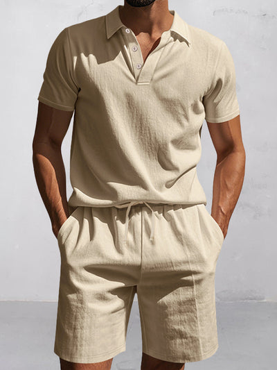 Modern Basic Cotton Shirt Shorts Set