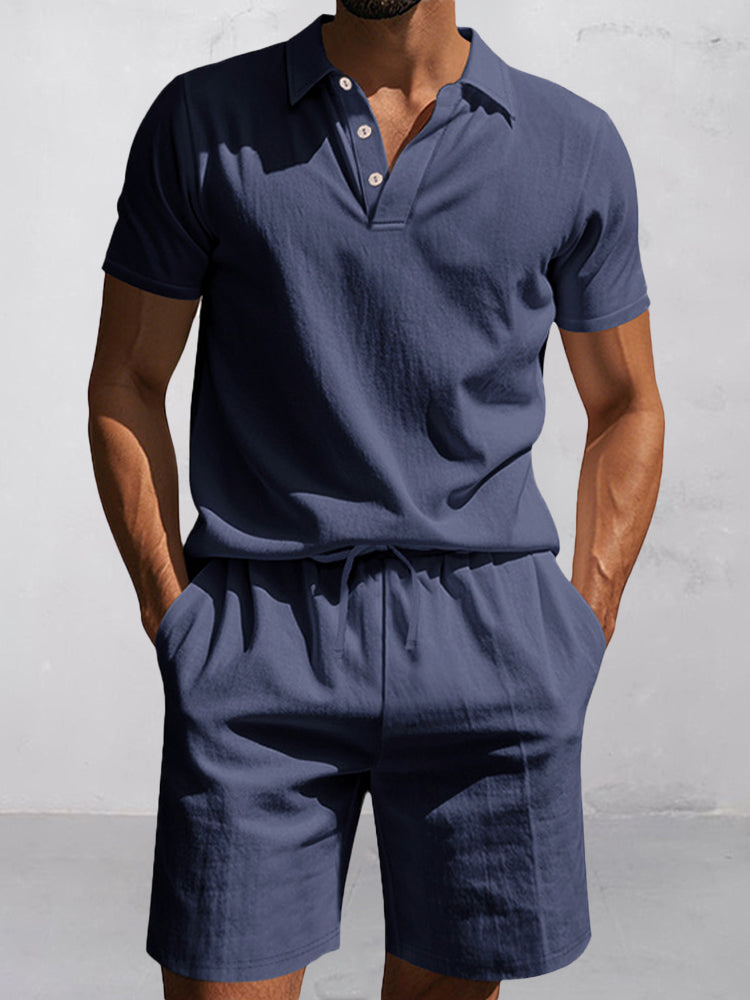 Modern Basic Cotton Shirt Shorts Set
