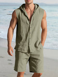 Premium Cotton Hooded Tank Shorts Set