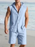 Premium Cotton Hooded Tank Shorts Set