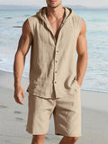 Premium Cotton Hooded Tank Shorts Set