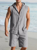 Premium Cotton Hooded Tank Shorts Set