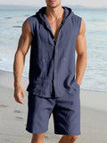 Premium Cotton Hooded Tank Shorts Set