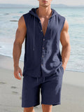 Premium Cotton Hooded Tank Shorts Set