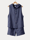Premium Cotton Hooded Tank Shorts Set