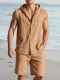 Premium Cotton Hooded Tank Shorts Set