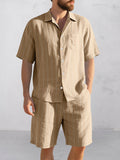Comfort Cotton Stripe Shirt Shorts Set