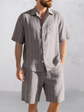 Comfort Cotton Stripe Shirt Shorts Set