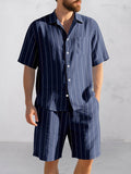 Comfort Cotton Stripe Shirt Shorts Set