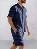 Comfort Cotton Stripe Shirt Shorts Set