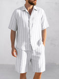 Comfort Cotton Stripe Shirt Shorts Set