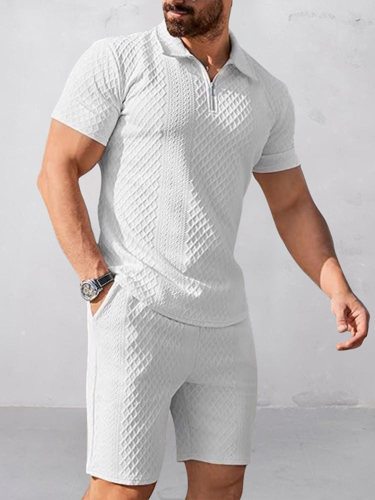 Trendy Textured Polo Shorts Outfit