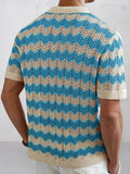 Stylish Openwork Jacquard Ripple Knit Shirt