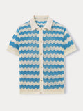 Stylish Openwork Jacquard Ripple Knit Shirt