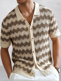 Stylish Openwork Jacquard Ripple Knit Shirt