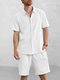 Casual Jacquard Shirt Shorts Set