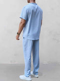 Leisure Jacquard Henley Shirt Pants Set