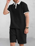 Versatile Style Jacquard Polo Shirt Set