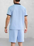 Versatile Style Jacquard Polo Shirt Set