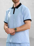 Versatile Style Jacquard Polo Shirt Set