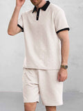 Versatile Style Jacquard Polo Shirt Set