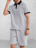 Versatile Style Jacquard Polo Shirt Set