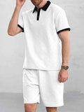 Versatile Style Jacquard Polo Shirt Set