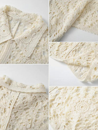 Trendy Openwork Crochet Knit Shirt
