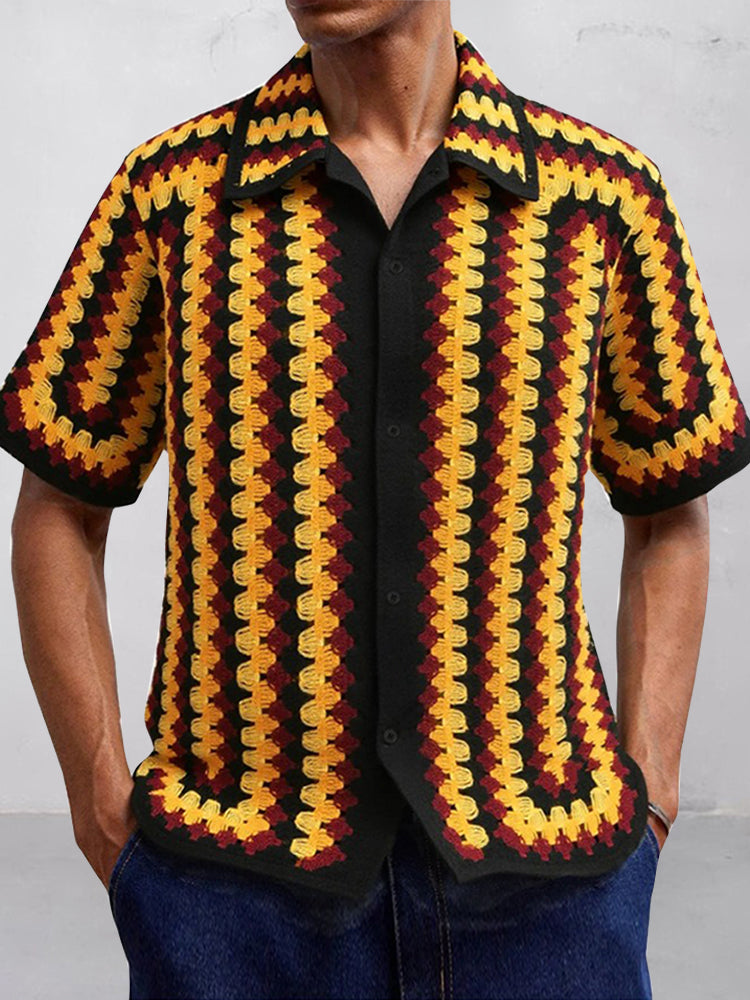 Trendy Openwork Crochet Knit Shirt – COOFANDY