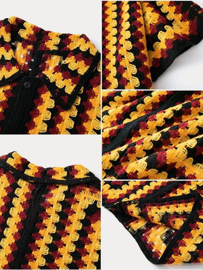 Trendy Openwork Crochet Knit Shirt