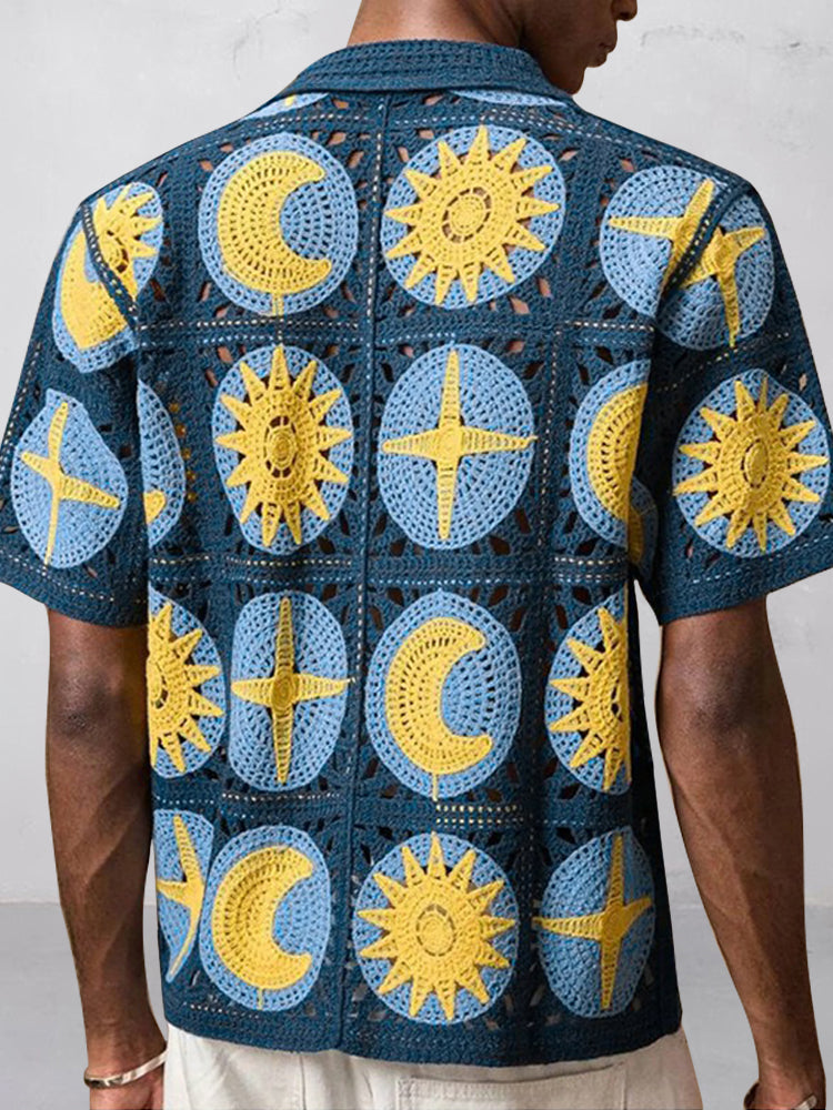 Trendy Openwork Crochet Knit Shirt