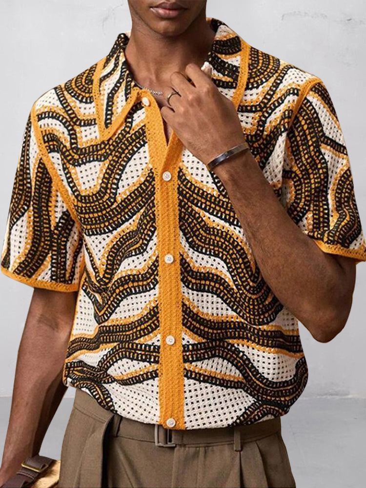 Trendy Openwork Crochet Knit Shirt