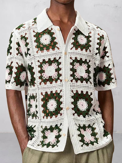 Trendy Openwork Crochet Knit Shirt