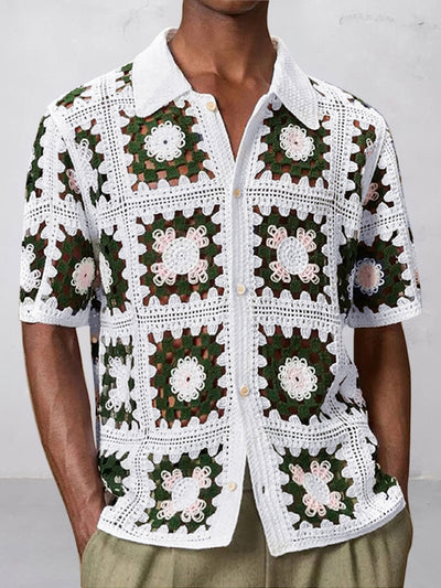 Trendy Openwork Crochet Knit Shirt