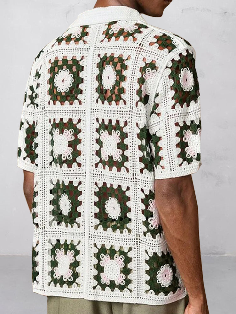 Trendy Openwork Crochet Knit Shirt