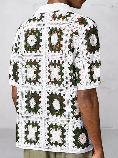 Trendy Openwork Crochet Knit Shirt
