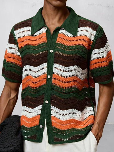 Trendy Openwork Crochet Knit Shirt