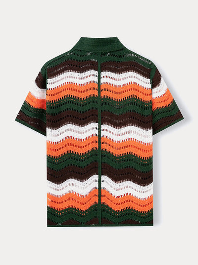 Trendy Openwork Crochet Knit Shirt