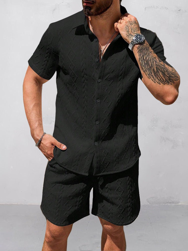 Versatile Jacquard Textured Casual Set