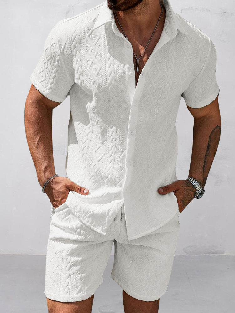 Versatile Jacquard Textured Casual Set