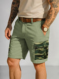 Fashion Camouflage Splicing Cargo Shorts