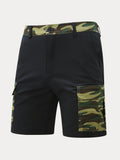 Fashion Camouflage Splicing Cargo Shorts