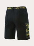 Fashion Camouflage Splicing Cargo Shorts