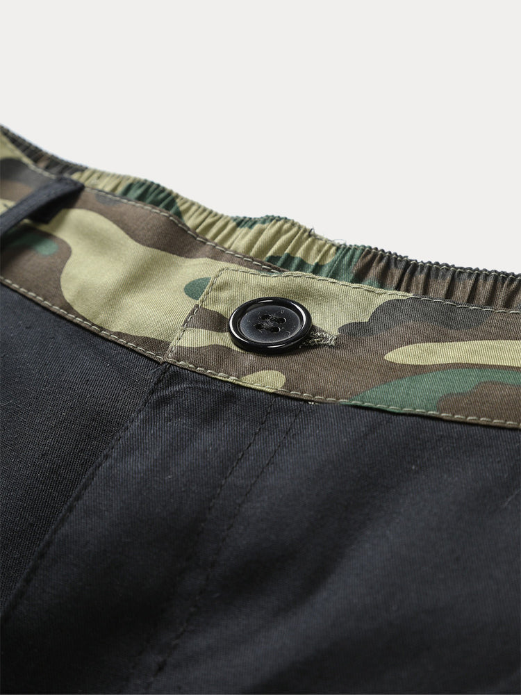Fashion Camouflage Splicing Cargo Shorts