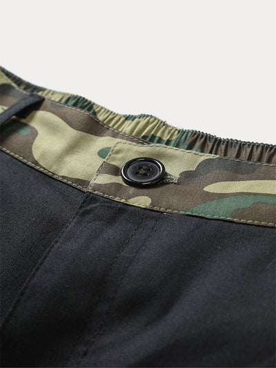 Fashion Camouflage Splicing Cargo Shorts