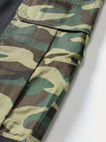 Fashion Camouflage Splicing Cargo Shorts