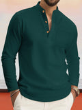 Casual Comfy Waffle Henley Shirt