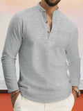 Casual Comfy Waffle Henley Shirt