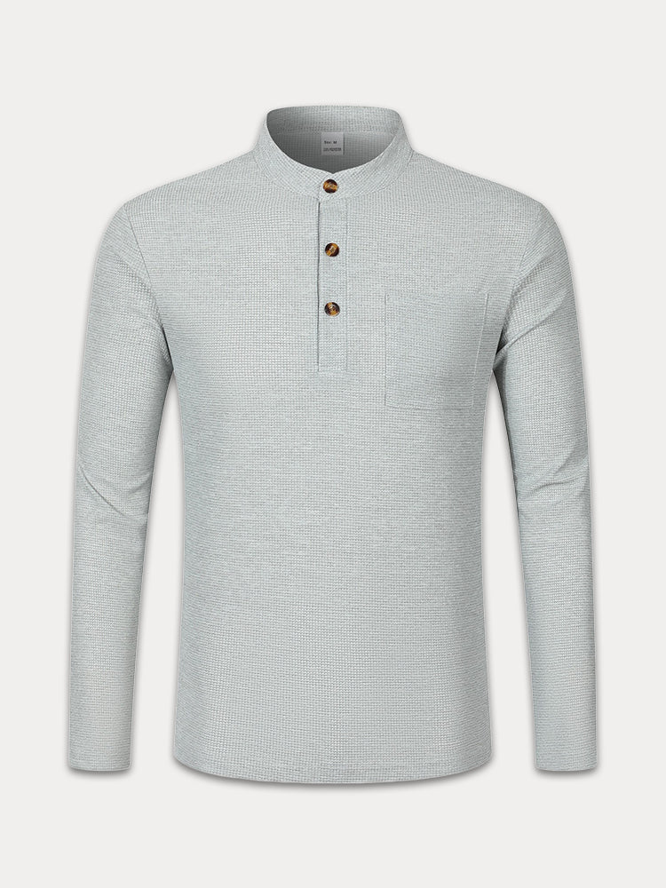 Casual Comfy Waffle Henley Shirt