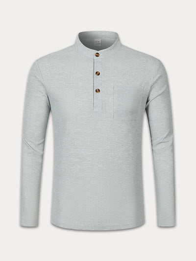 Casual Comfy Waffle Henley Shirt